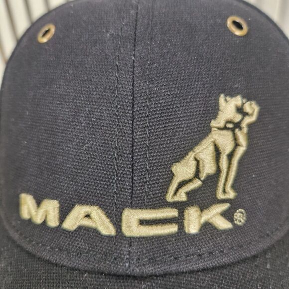 Mack Trucks Bulldog Hat Cap Strap Back Black Big Rig Semi Mens Logo Gold Casual - Picture 3 of 11